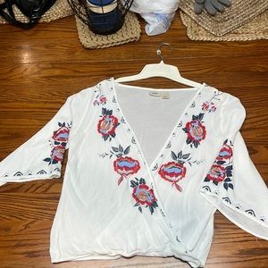 Brightly embroidered blouse